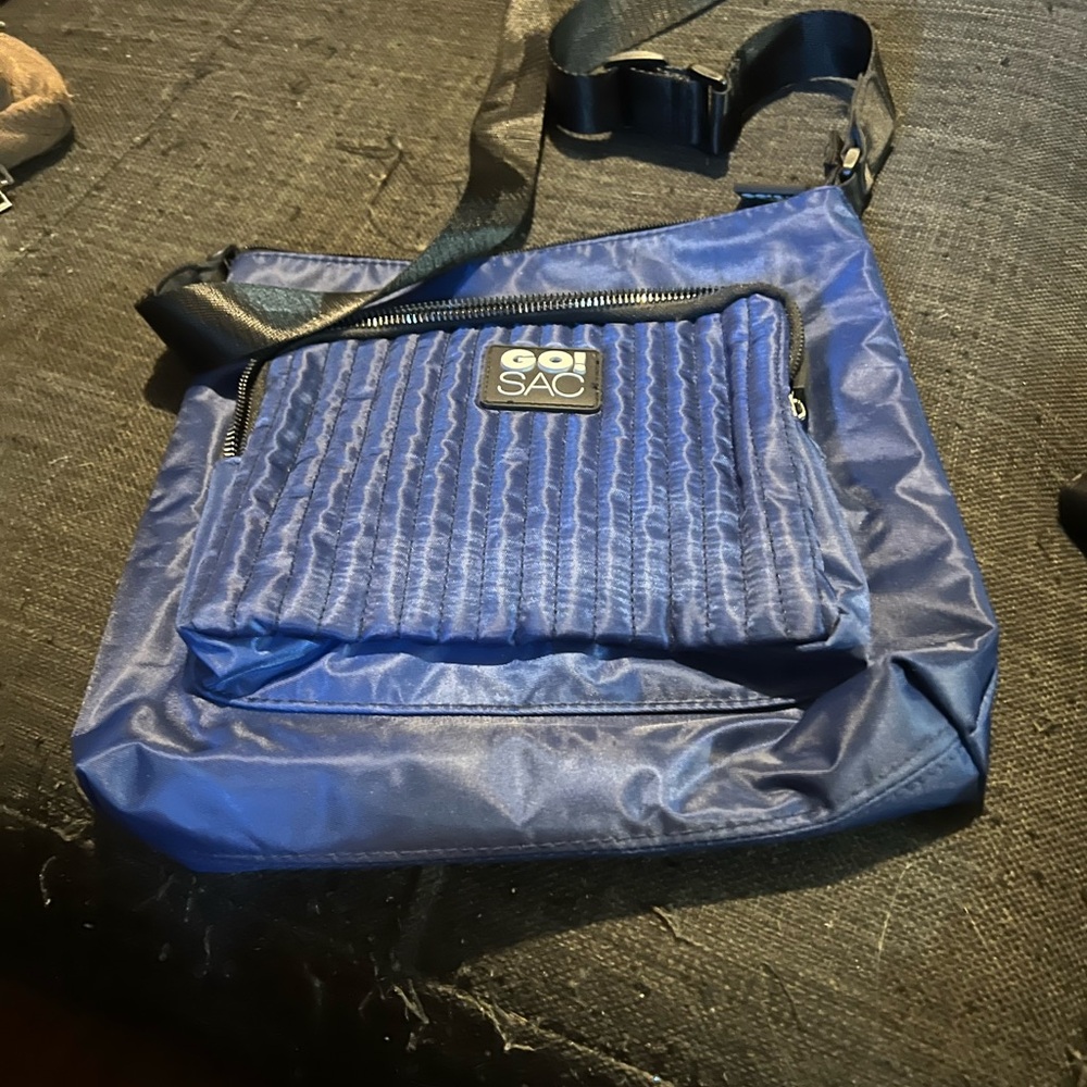 Royal Blue Quilted Messenger Bag with Black Accents